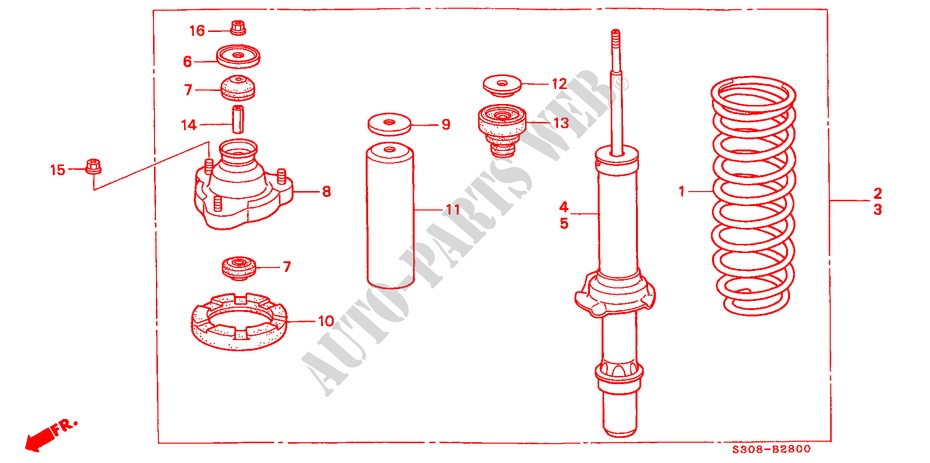 FRONT SHOCK ABSORBER for Honda PRELUDE SI 2 Doors 5 speed manual 1999