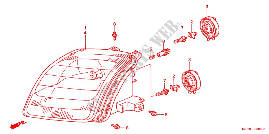 HEADLIGHT for Honda PRELUDE VTI-R 2 Doors 5 speed manual 2000