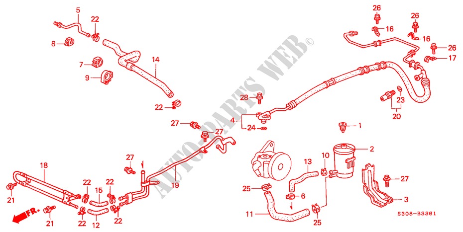 P.S. LINES (RH) for Honda PRELUDE VTI-R 2 Doors 4 speed automatic 1998