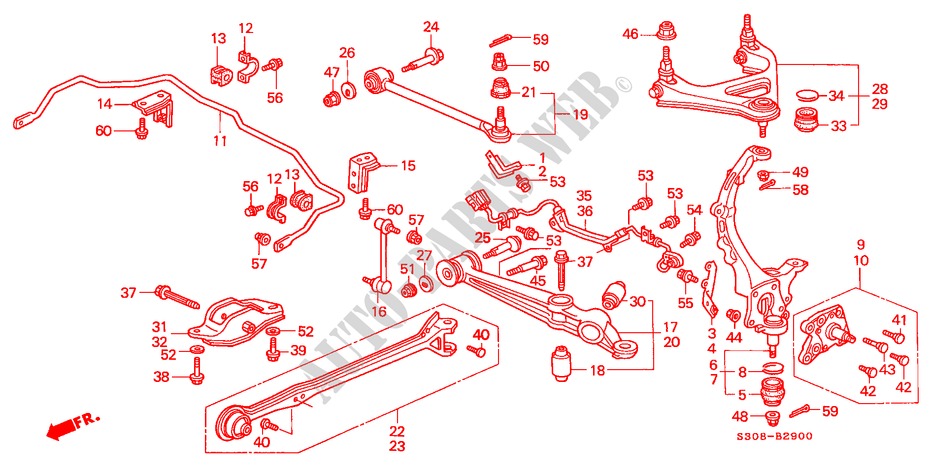 REAR LOWER ARM for Honda PRELUDE VTI-R 2 Doors 5 speed manual 2000