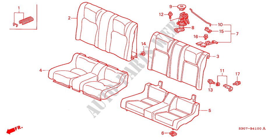 REAR SEAT for Honda PRELUDE TYPE-S 2 Doors 5 speed manual 2000