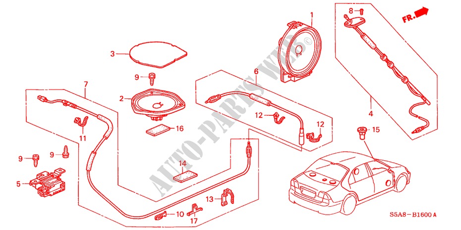 ANTENNA/SPEAKER for Honda CIVIC VTI 4 Doors 5 speed manual 2001