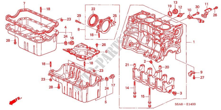CYLINDER BLOCK/OIL PAN for Honda CIVIC EXI 4 Doors 5 speed manual 2001