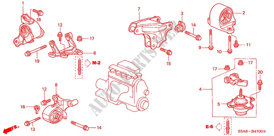 ENGINE MOUNTS (MT) for Honda CIVIC EXI 4 Doors 5 speed manual 2001