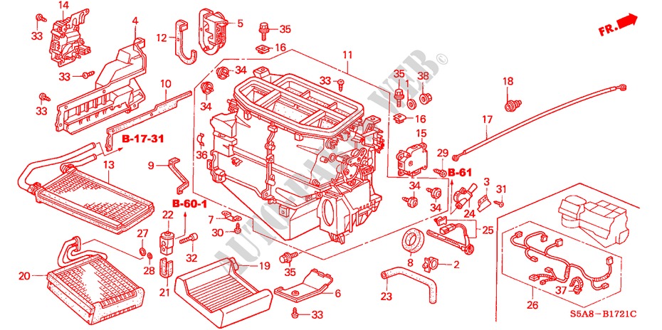 HEATER UNIT (RH) for Honda CIVIC EXI 4 Doors 5 speed manual 2001