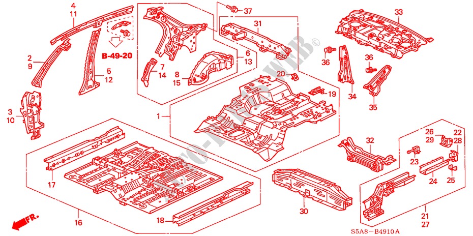 INNER PANELS for Honda CIVIC EXI 4 Doors 5 speed manual 2001