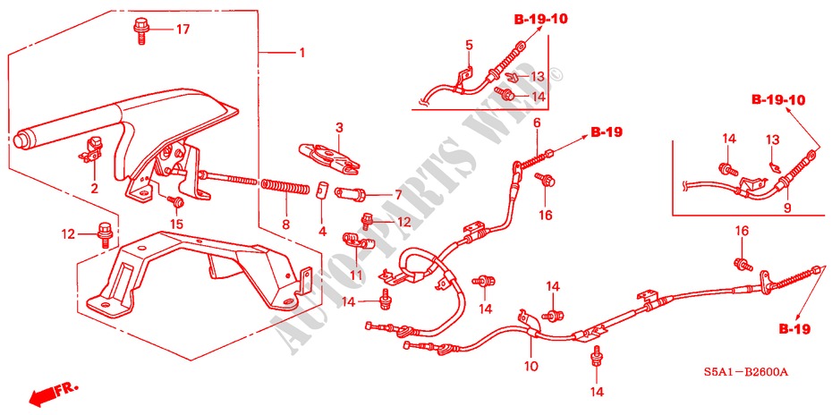 PARKING BRAKE (1) for Honda CIVIC EXI 4 Doors 5 speed manual 2001