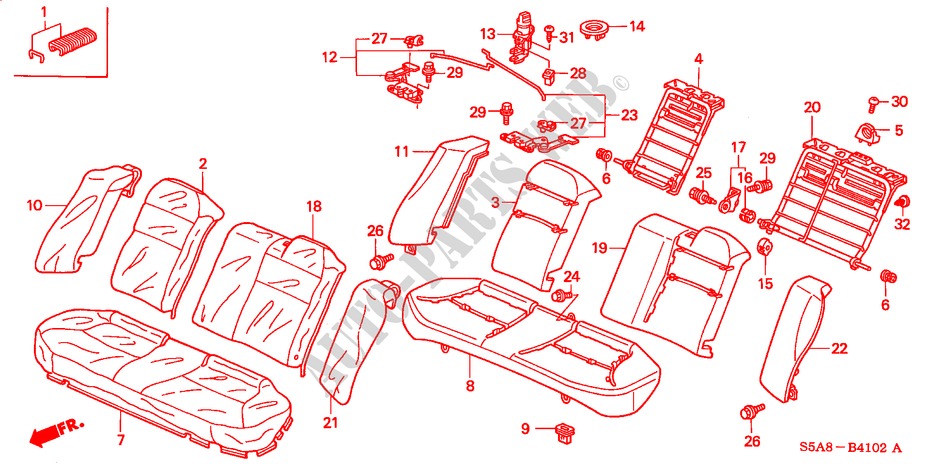 REAR SEAT (3) for Honda CIVIC EXI 4 Doors 5 speed manual 2002