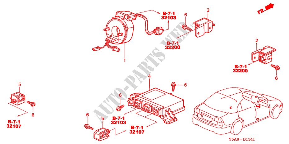SRS UNIT (RH) for Honda CIVIC EXI 4 Doors 5 speed manual 2001