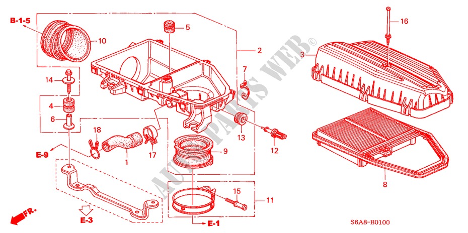 AIR CLEANER for Honda CIVIC VI 5 Doors 5 speed manual 2001