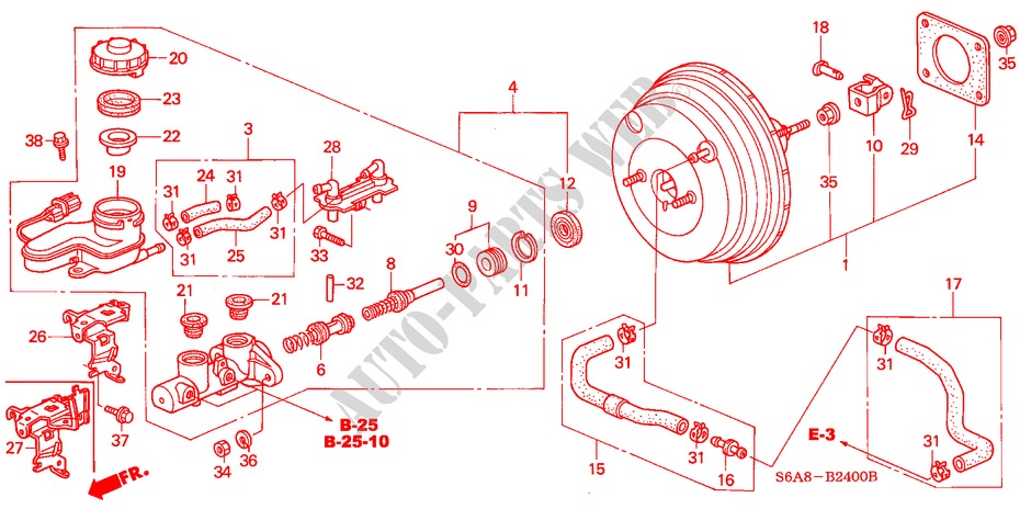 BRAKE MASTER CYLINDER/ MASTER POWER for Honda CIVIC VI 5 Doors 5 speed manual 2001