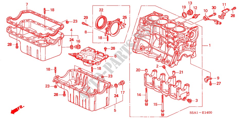 CYLINDER BLOCK/OIL PAN for Honda CIVIC VI 5 Doors 5 speed manual 2001