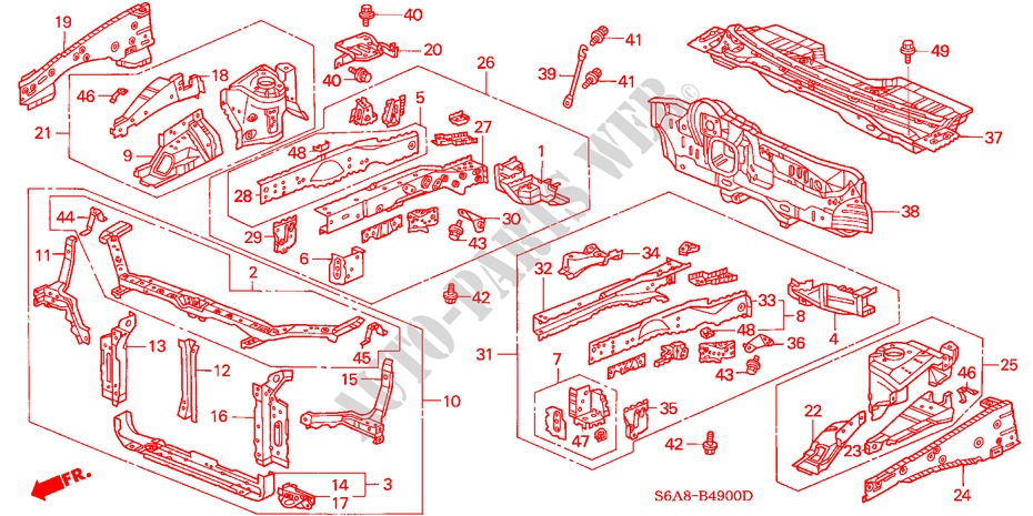 FRONT BULKHEAD/DASHBOARD for Honda CIVIC VI 5 Doors 5 speed manual 2001
