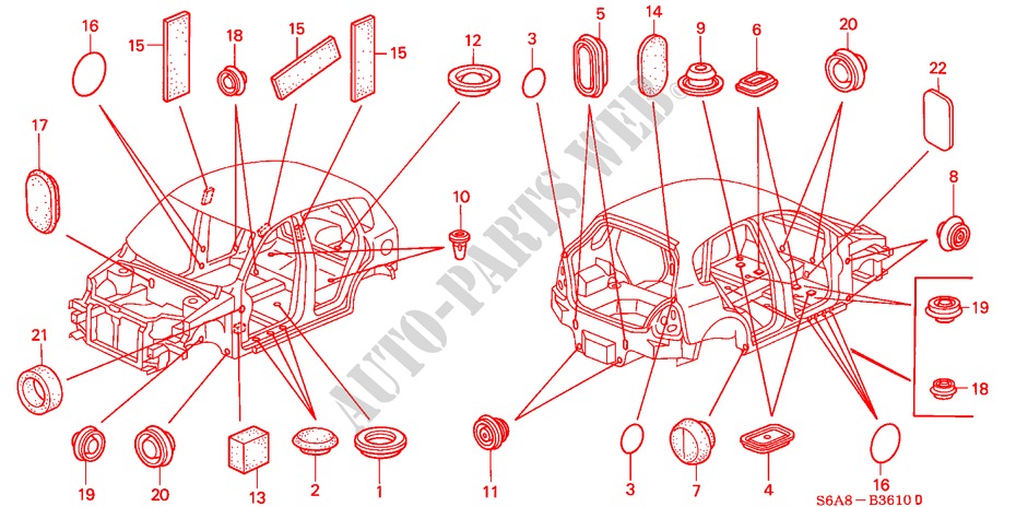 GROMMET for Honda CIVIC VI 5 Doors 5 speed manual 2001