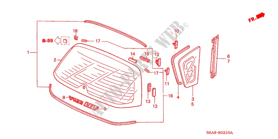 REAR WINDSHIELD/ QUARTER GLASS for Honda CIVIC VI 5 Doors 5 speed manual 2001