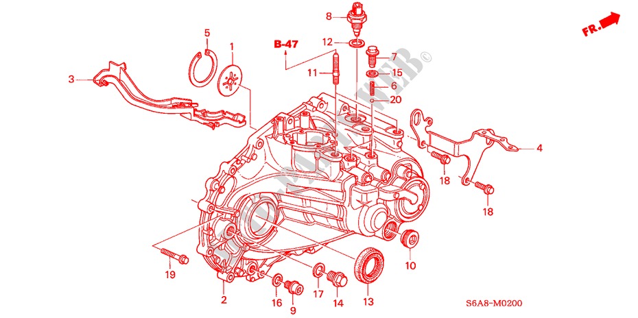 TRANSMISSION CASE for Honda CIVIC VI 5 Doors 5 speed manual 2001