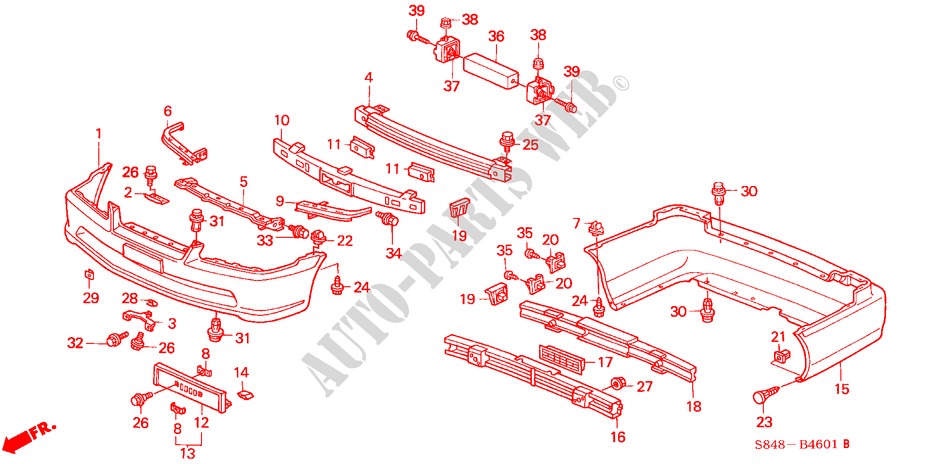 BUMPERS (2) for Honda ACCORD 3.0SIR 4 Doors 4 speed automatic 2001