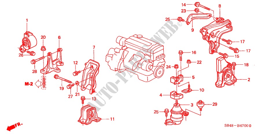 ENGINE MOUNTS (L4) (MT) for Honda ACCORD EXI 4 Doors 5 speed manual 1998