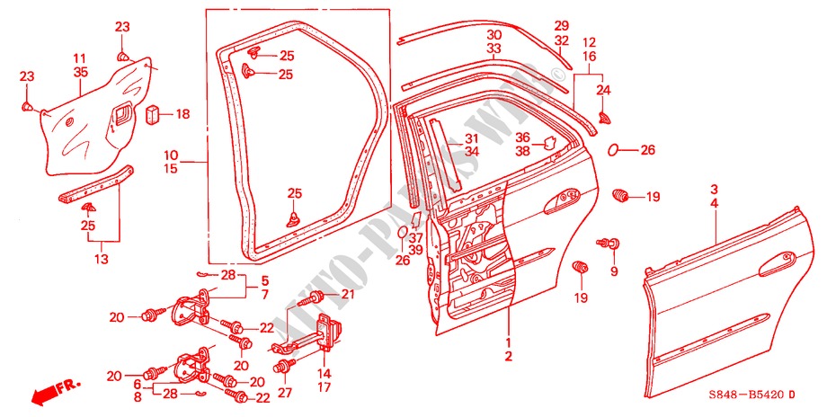REAR DOOR PANELS for Honda ACCORD V6 4 Doors 4 speed automatic 2000