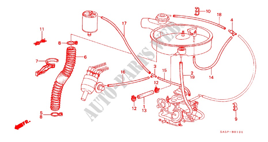 AIR CLEANER TUBING for Honda ACCORD EX 4 Doors 5 speed manual 1982