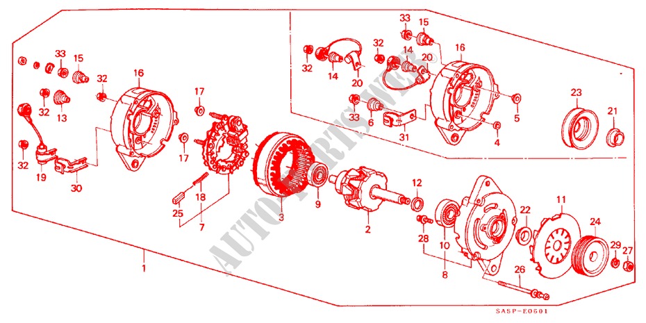 ALTERNATOR COMPONENTS (2) for Honda ACCORD GL 4 Doors 3 speed automatic 1982