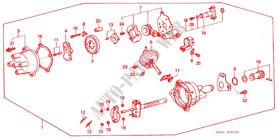 DISTRIBUTOR COMPONENTS (TEC) for Honda ACCORD EX-R 3 Doors 5 speed manual 1983