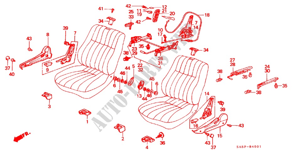 FRONT SEAT COMPONENTS for Honda ACCORD GL 4 Doors 5 speed manual 1983