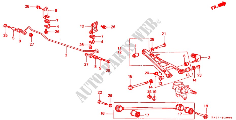 REAR LOWER ARM/RADIUS ROD for Honda ACCORD GL 4 Doors 5 speed manual 1982