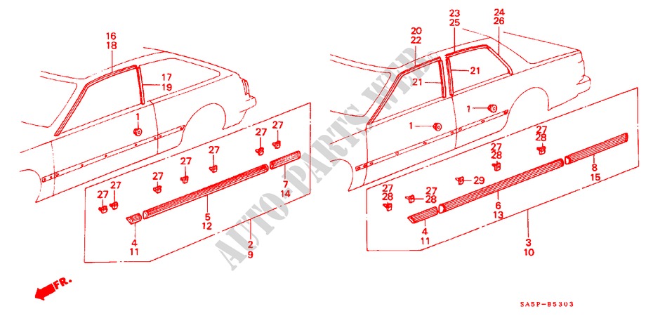 SIDE PROTECTOR for Honda ACCORD GL 3 Doors 3 speed automatic 1982