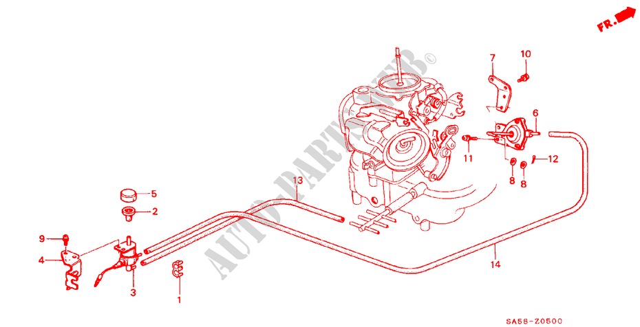 AIR CONDITIONER (TUBE/VALVE) for Honda ACCORD EX 1600 4 Doors 5 speed manual 1984