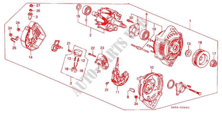 ALTERNATOR COMPONENTS (DENSO) for Honda ACCORD EX 3 Doors 5 speed manual 1984