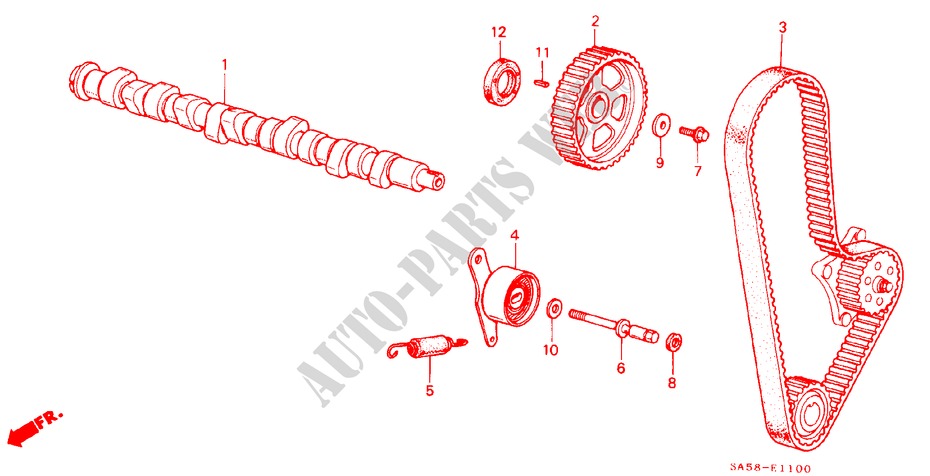 CAMSHAFT/TIMING BELT for Honda ACCORD STD 4 Doors 4 speed automatic 1984