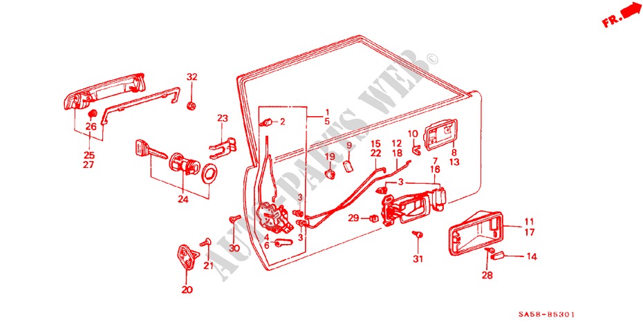 FRONT DOOR LOCKS (2D) for Honda ACCORD EX 1600 3 Doors 5 speed manual 1984