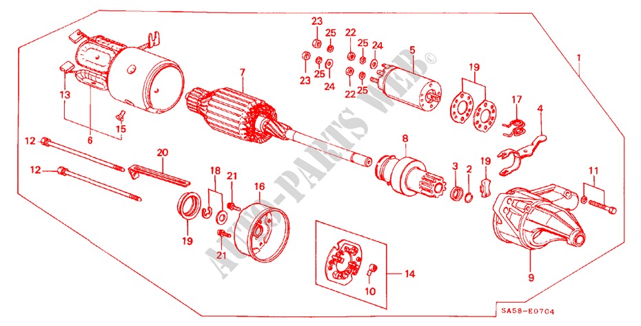 STARTER MOTOR (HITACHI) for Honda ACCORD STD 3 Doors 5 speed manual 1984
