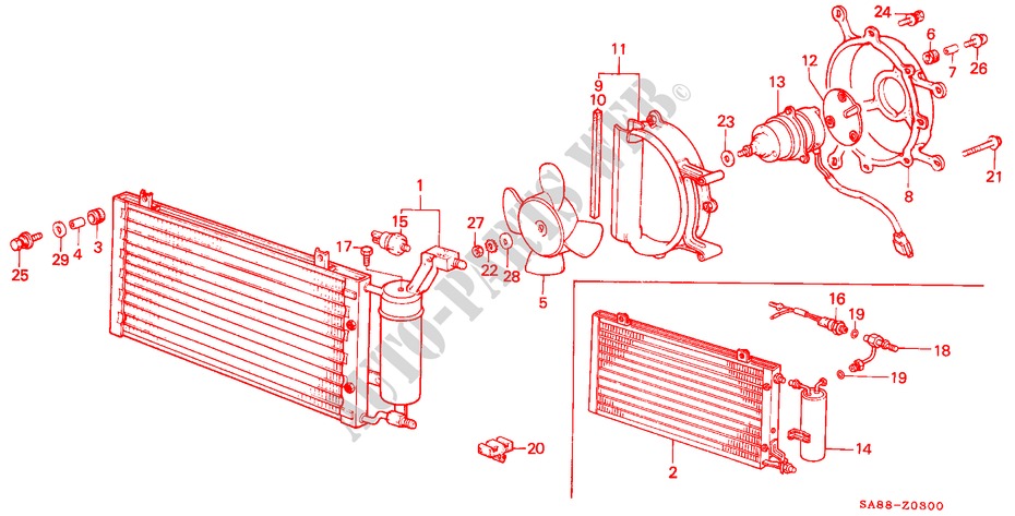 AIR CONDITIONER (CONDENSER/RECEIVER) for Honda CIVIC STD 3 Doors 4 speed manual 1983