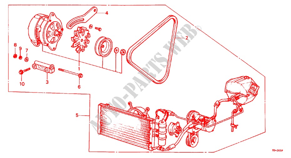 AIR CONDITIONER KIT/ ALTERNATOR for Honda CIVIC STD 5 Doors 5 speed manual 1982