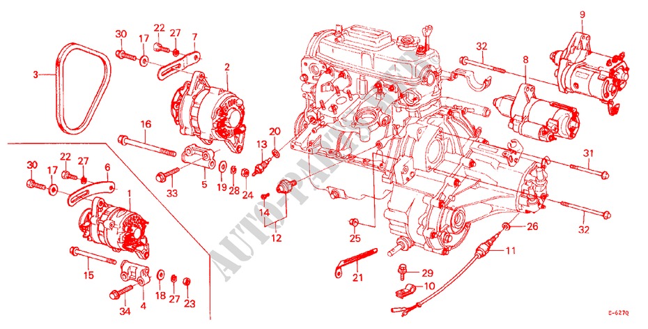 ENGINE ELECTRICAL (2) for Honda CIVIC STD 3 Doors 5 speed manual 1982