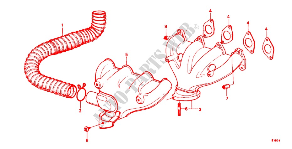 EXHAUST MANIFOLD (1) for Honda CIVIC STD 3 Doors 3 speed automatic 1983