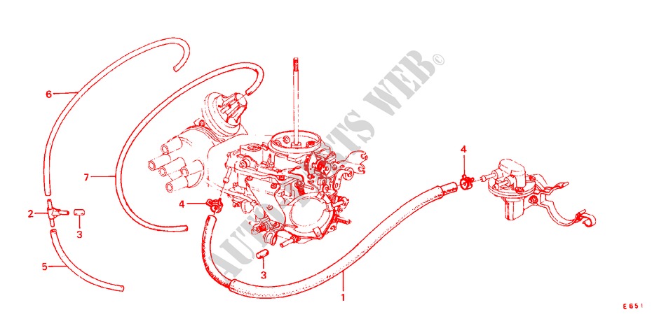 FUEL TUBING (1) for Honda CIVIC STD 3 Doors 5 speed manual 1982
