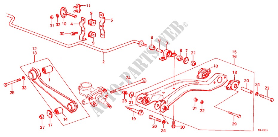 REAR LOWER ARM/RADIUS ARM for Honda CIVIC S 3 Doors 5 speed manual 1982
