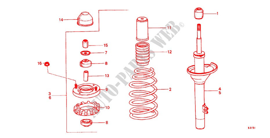 REAR SHOCK ABSORBER for Honda CIVIC STD 5 Doors 3 speed automatic 1983