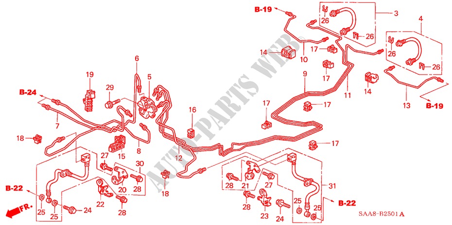 BRAKE LINES for Honda JAZZ 1.3GLI 5 Doors 5 speed manual 2005