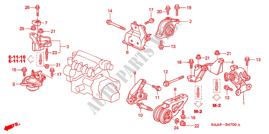 ENGINE MOUNTS (MT) for Honda JAZZ 1.3GLI 5 Doors 5 speed manual 2005
