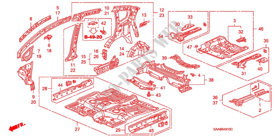 FLOOR/INNER PANELS for Honda JAZZ 1.3GLI 5 Doors 5 speed manual 2005