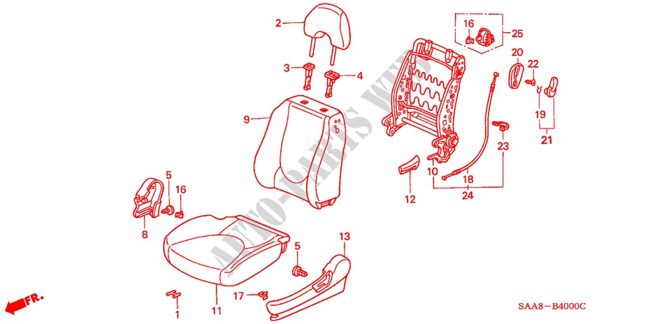 FRONT SEAT (L.) for Honda JAZZ VTI 5 Doors 5 speed manual 2005