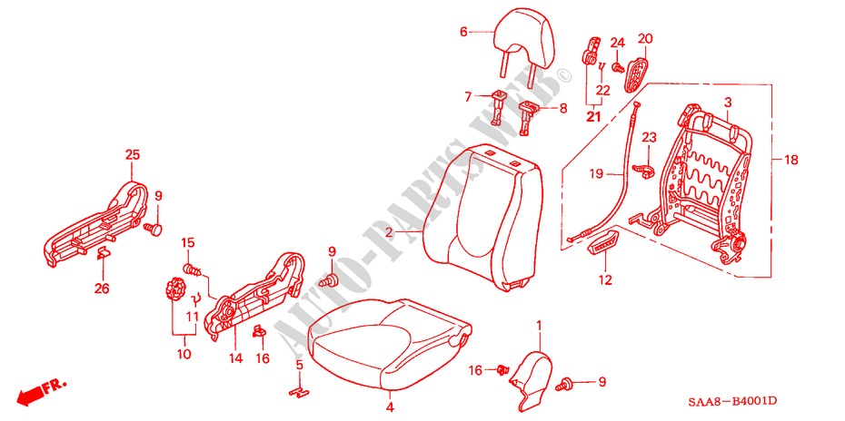 FRONT SEAT (R.) for Honda JAZZ 1.3GLI 5 Doors 5 speed manual 2005