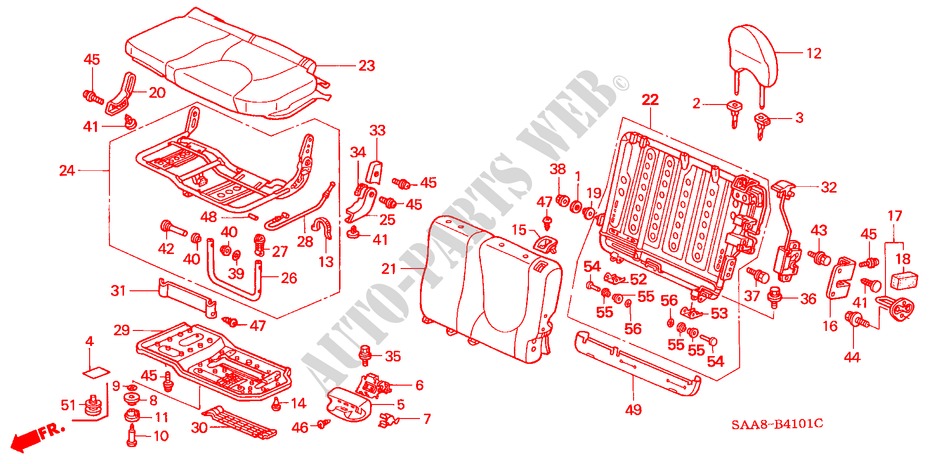 REAR SEAT (L.) for Honda JAZZ 1.3GLI 5 Doors 5 speed manual 2005