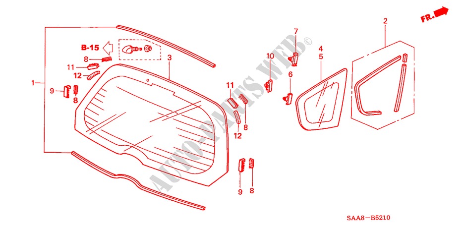 REAR WINDSHIELD/ QUARTER GLASS for Honda JAZZ 1.3GLI 5 Doors 5 speed manual 2005
