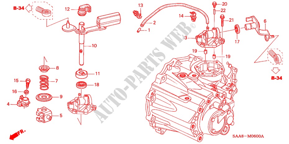 SHIFT LEVER/SHIFT ARM for Honda JAZZ 1.3GLI 5 Doors 5 speed manual 2005
