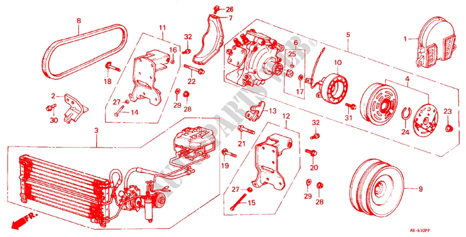 AIR CONDITIONER (COMPRESSOR) for Honda PRELUDE EX 2 Doors 5 speed manual 1983